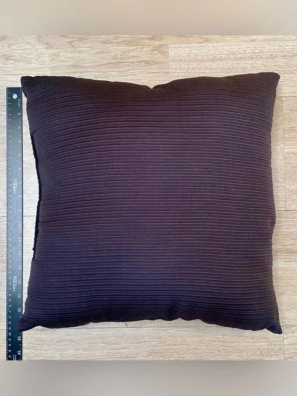 Square Throw Pillows Black Corduroy Striped Cozy Textile Texture Approx 16x16 In